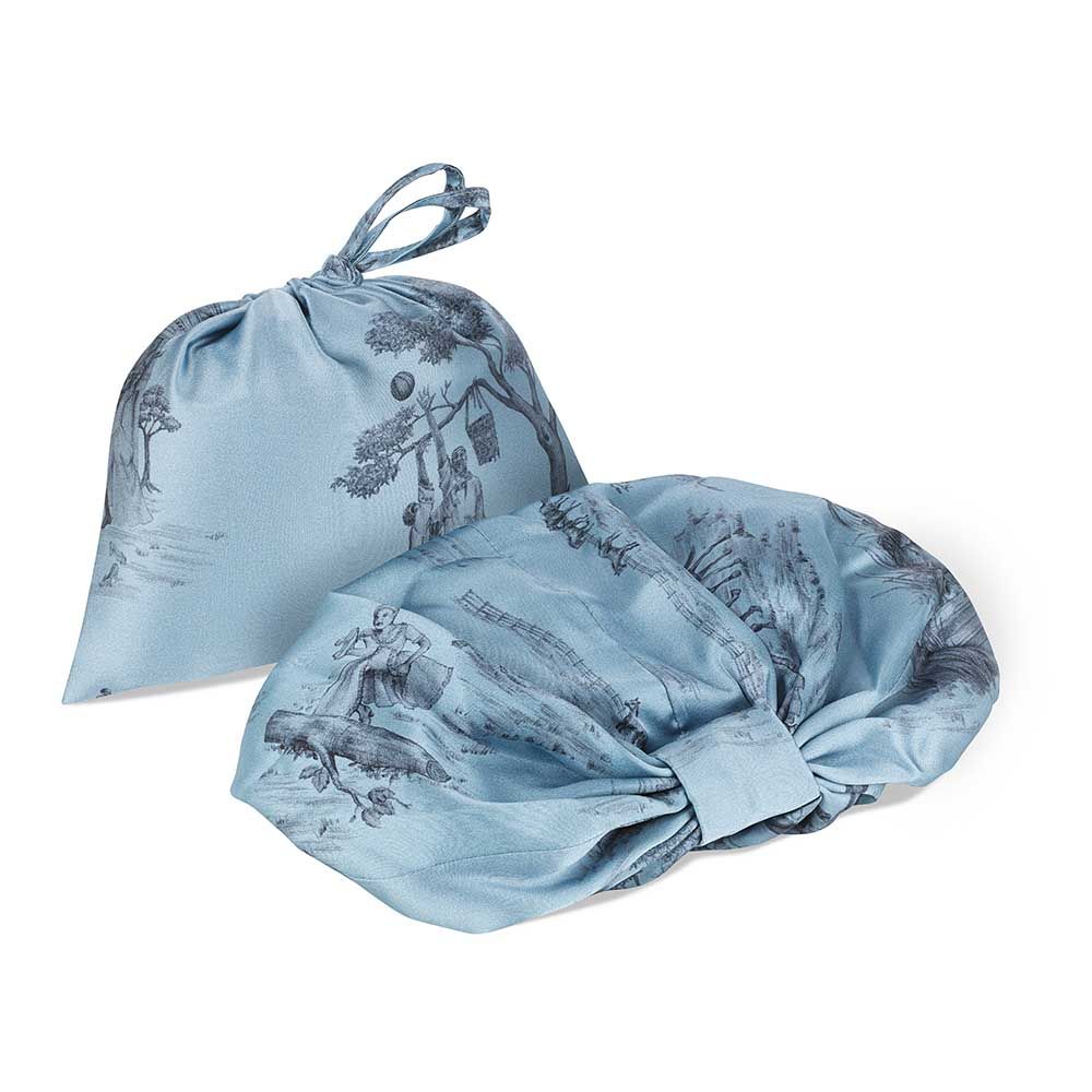 Harlem Toile Blue Silk Hair Wrap