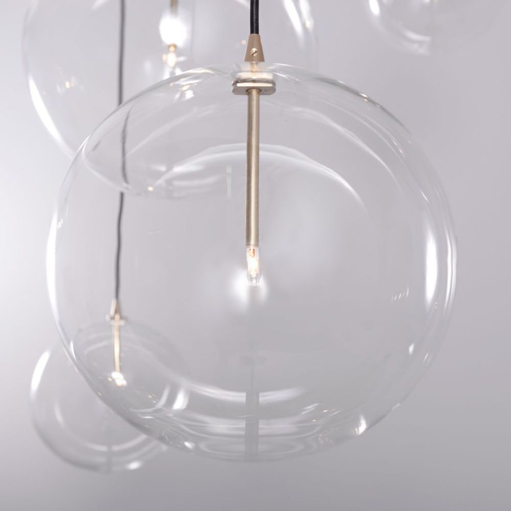 Ex-Display Glass Globe Pendant - Natural Brass