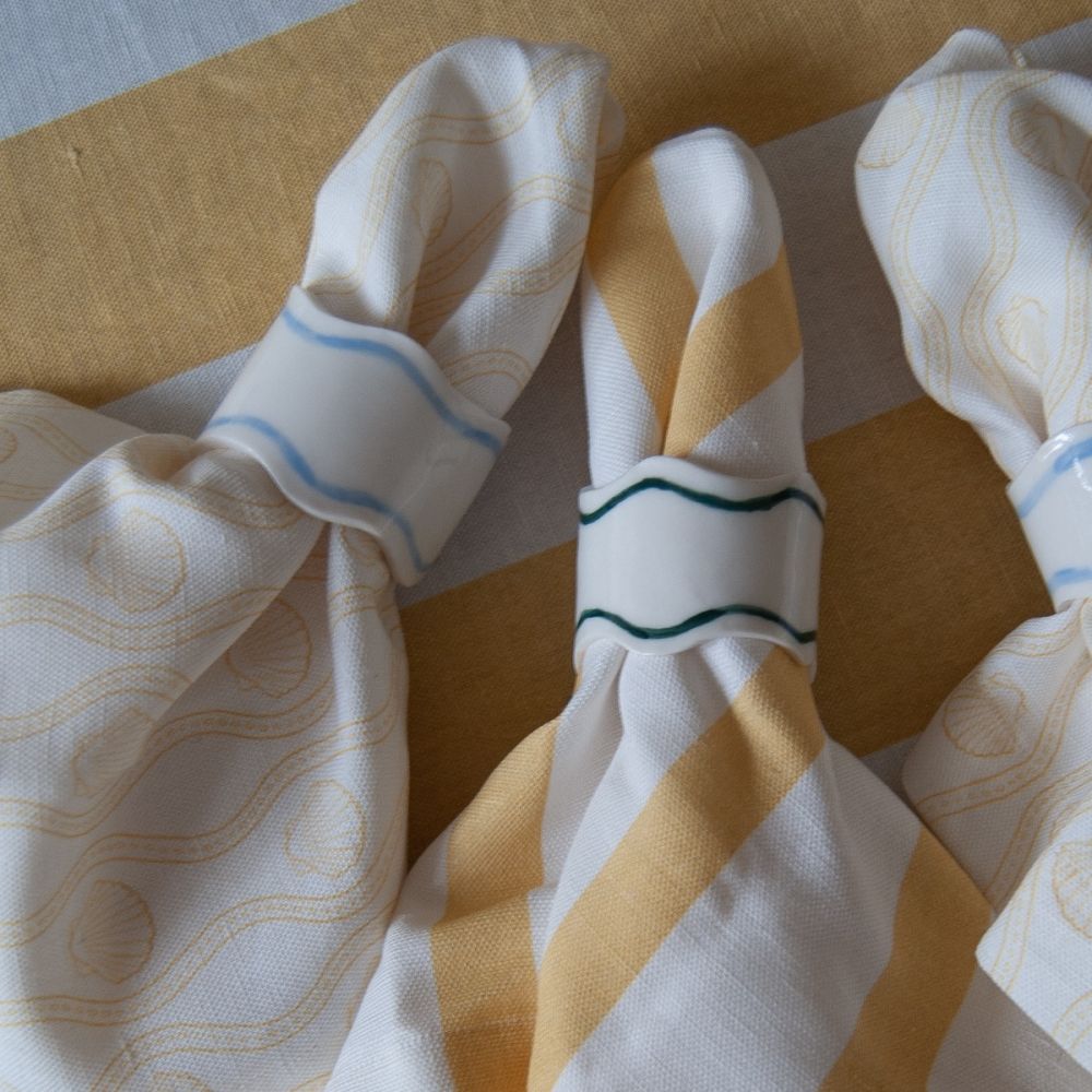 Striped Linen Napkin - Yellow - Set of 4