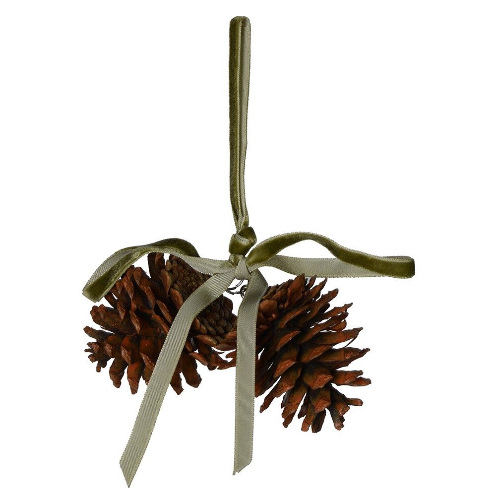 Pinecone Decorations - Set of 4 - Sage Bow