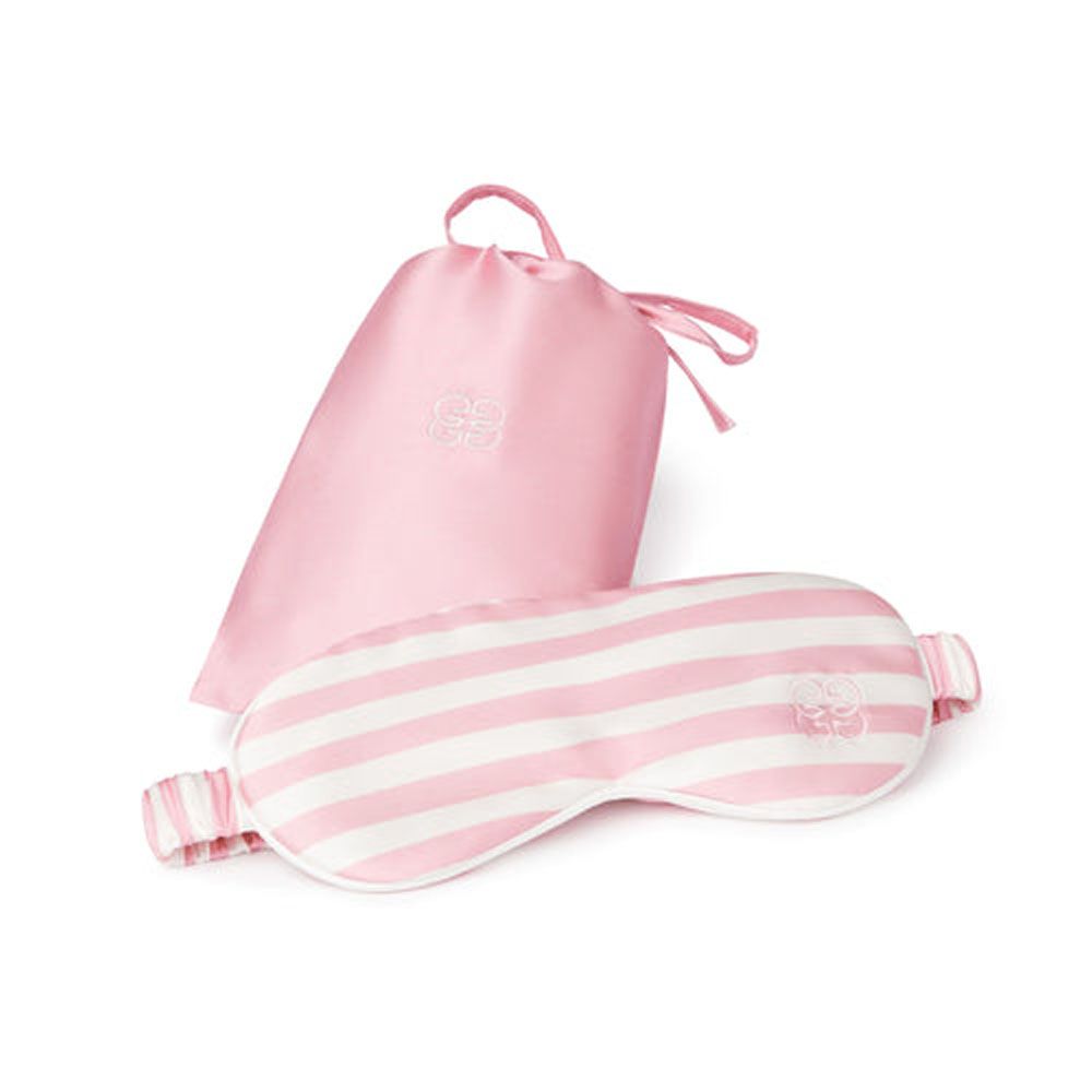 Silk Eye Mask - Pink & Ivory Stripe