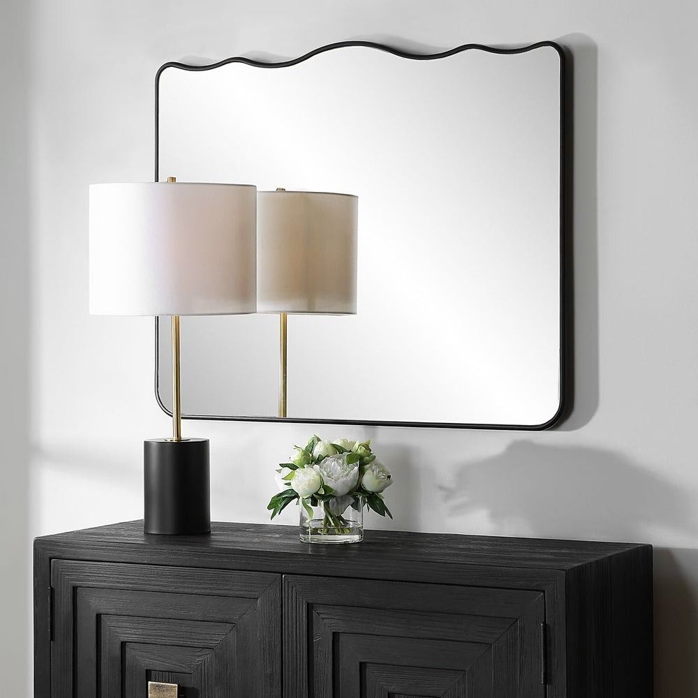 Grace Scalloped Mirror - Black