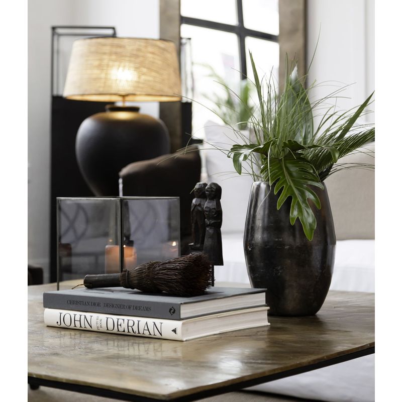 Set of two coffee tables in aluminium with vintage brass finish