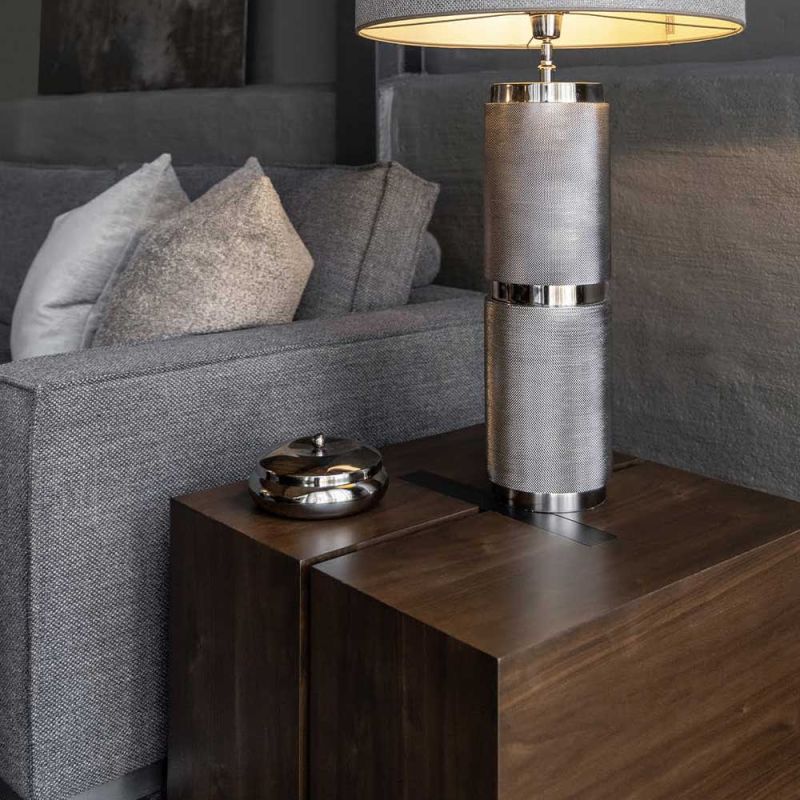 Rectangular angular coffee table in walnut veneer