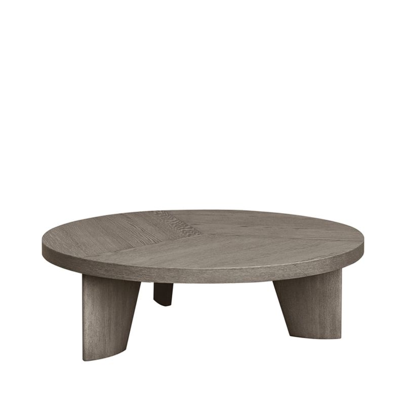 Round grey oak veneer coffee table