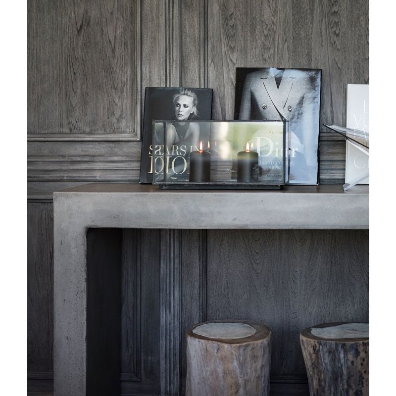 Thin grey concrete console table