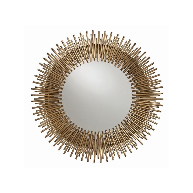 Beautiful brass burst style round wall mirror