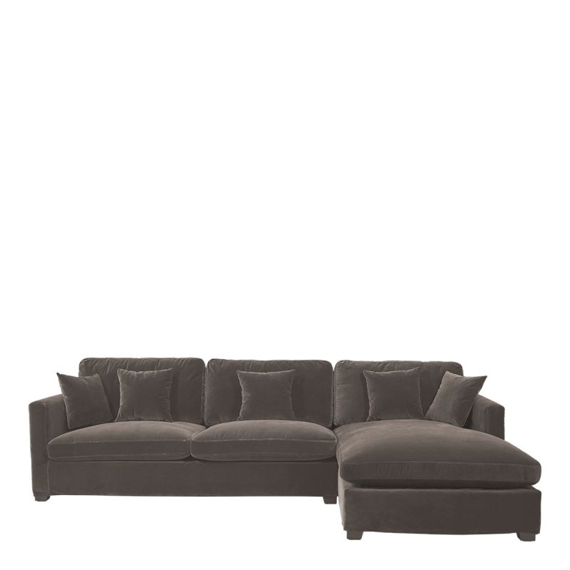 Velvet corner sofa in taupe