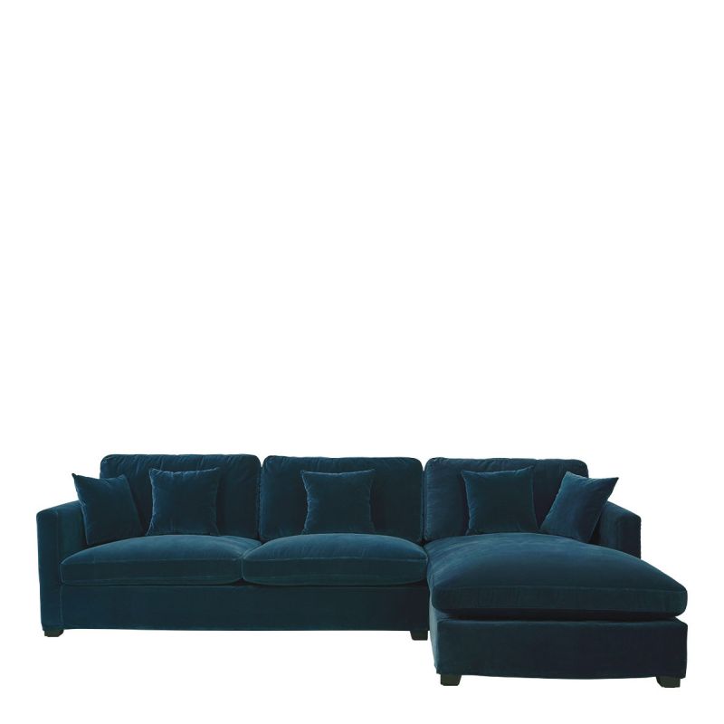 Blue velvet corner sofa