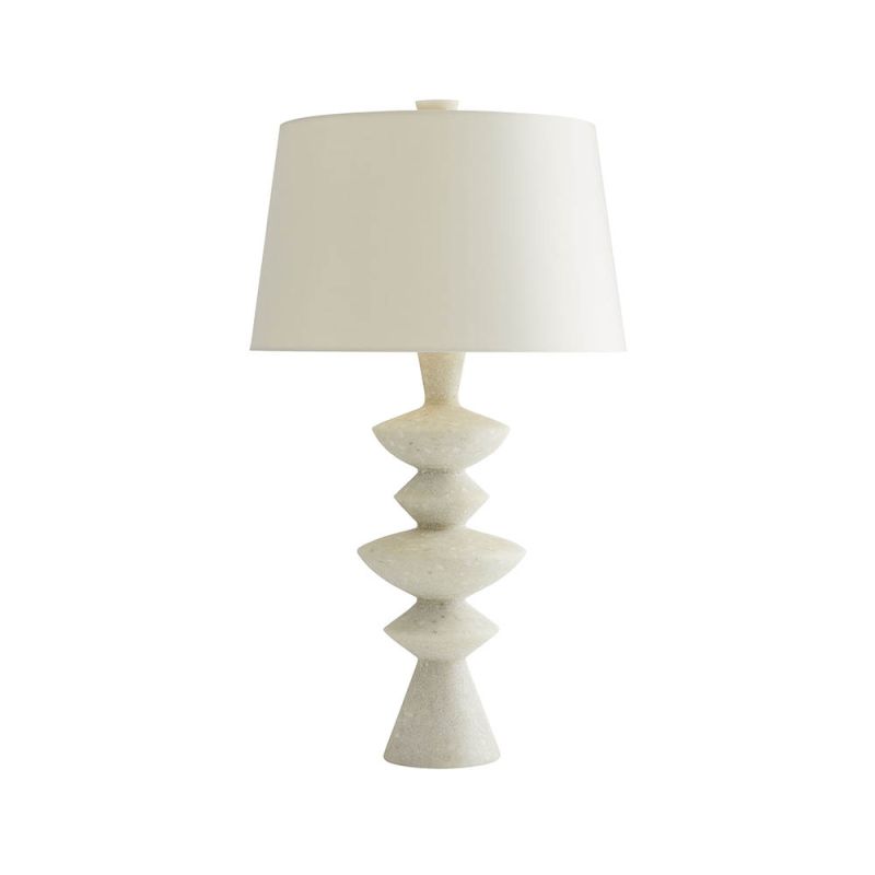 Elegant white stone finish geometric silhouette lamp