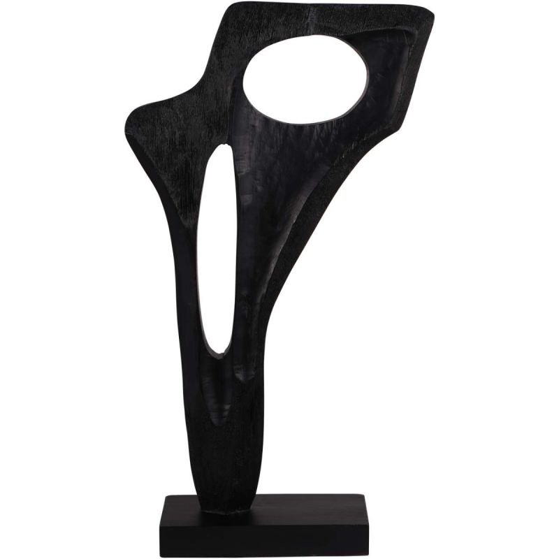 Black, smooth abstract sculpture