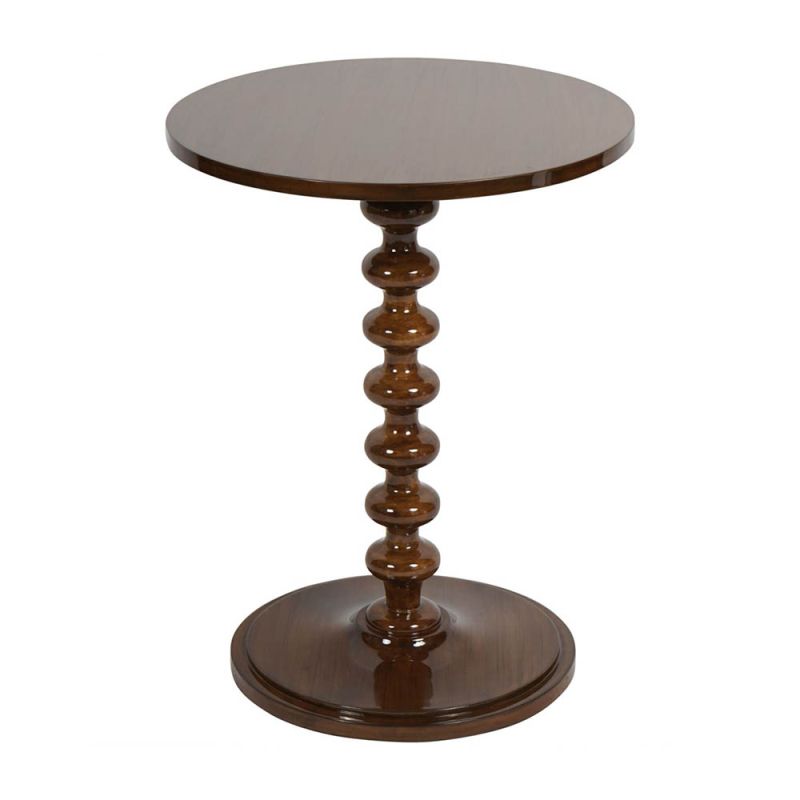 Maple coloured lacquered wood side table with bobbin base