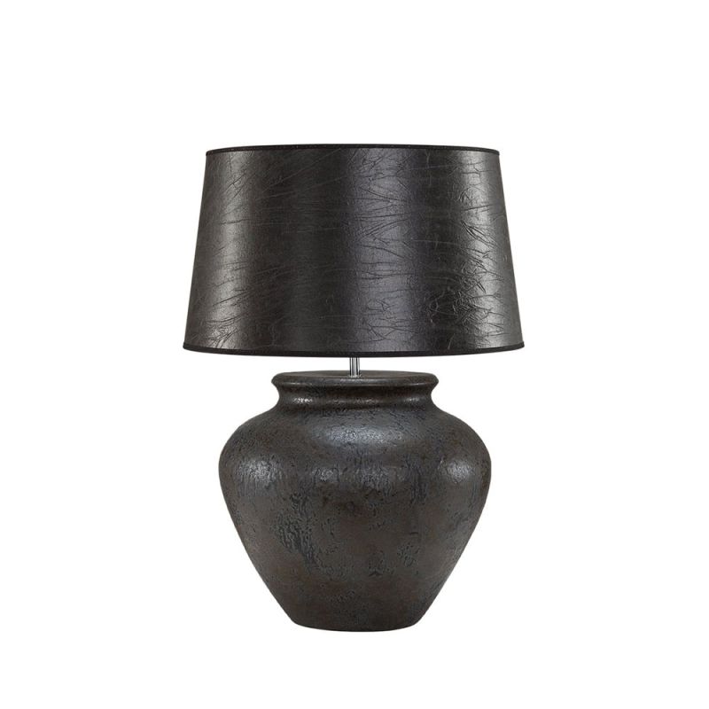 Curvaceous table lamp with brown ceramic finish