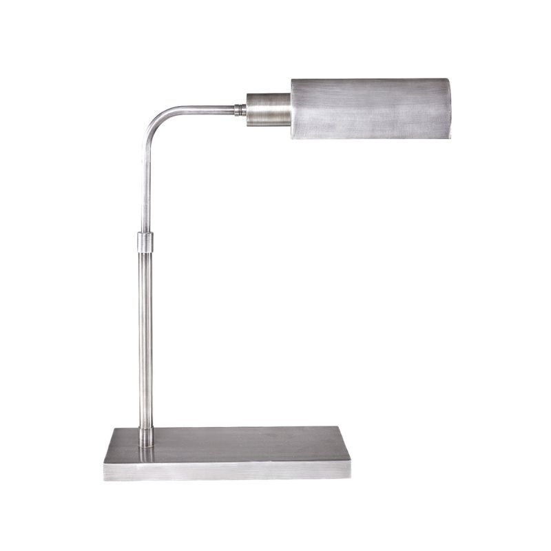 Shiny steel angled table lamp