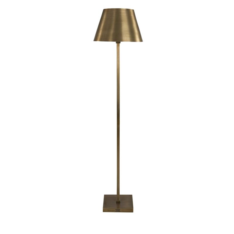 Tall minimal floor lamp in antique brass