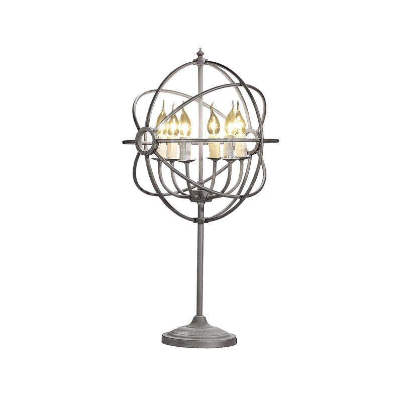 Elegant table lamp with natural iron finish cage design