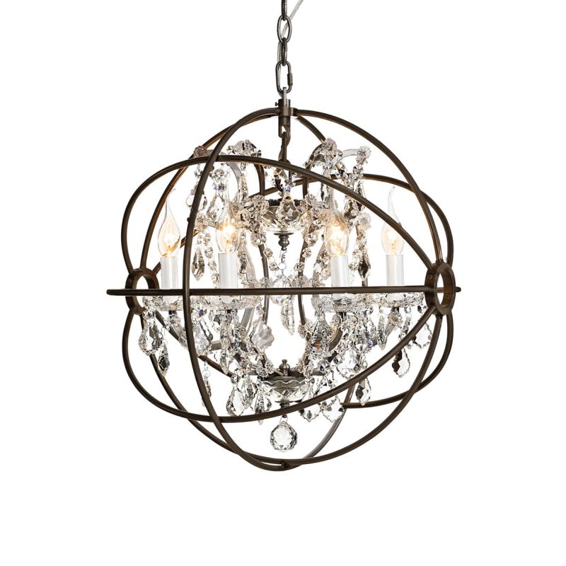 Elegant crystal light with cage style metal framework