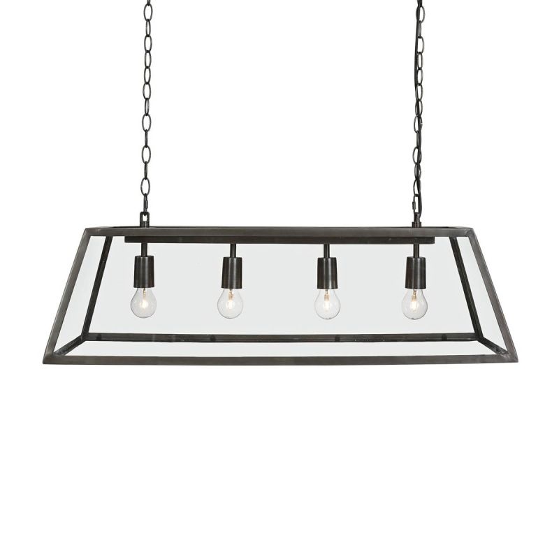 Industrial style four bulb ceiling light