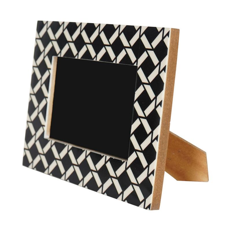 chic photo frame with a geometric black and white pattern