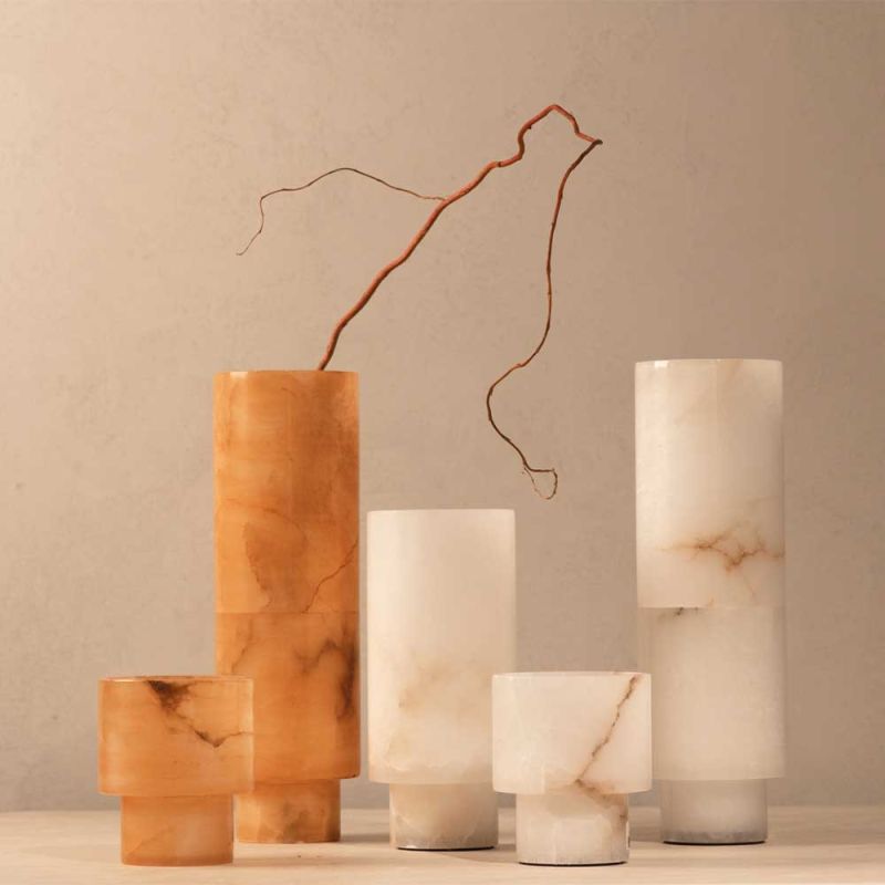 White marble finish tealight holder