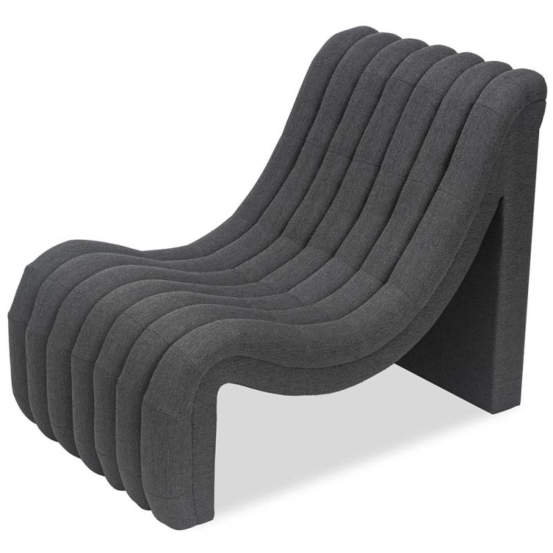 Statement curved armchair upholstered in dark grey linen