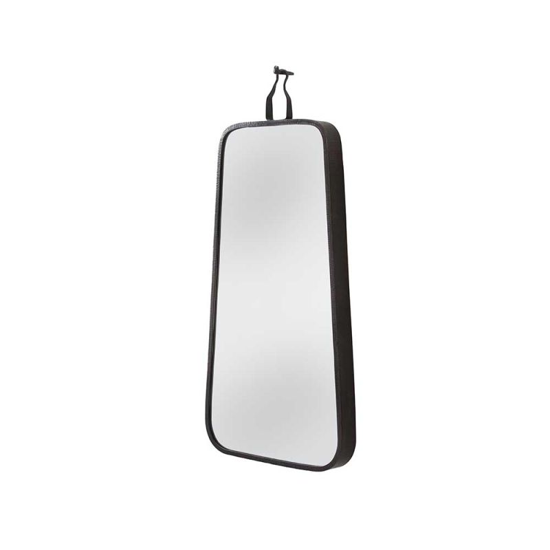 Black edge oblong mirror with hanger detail