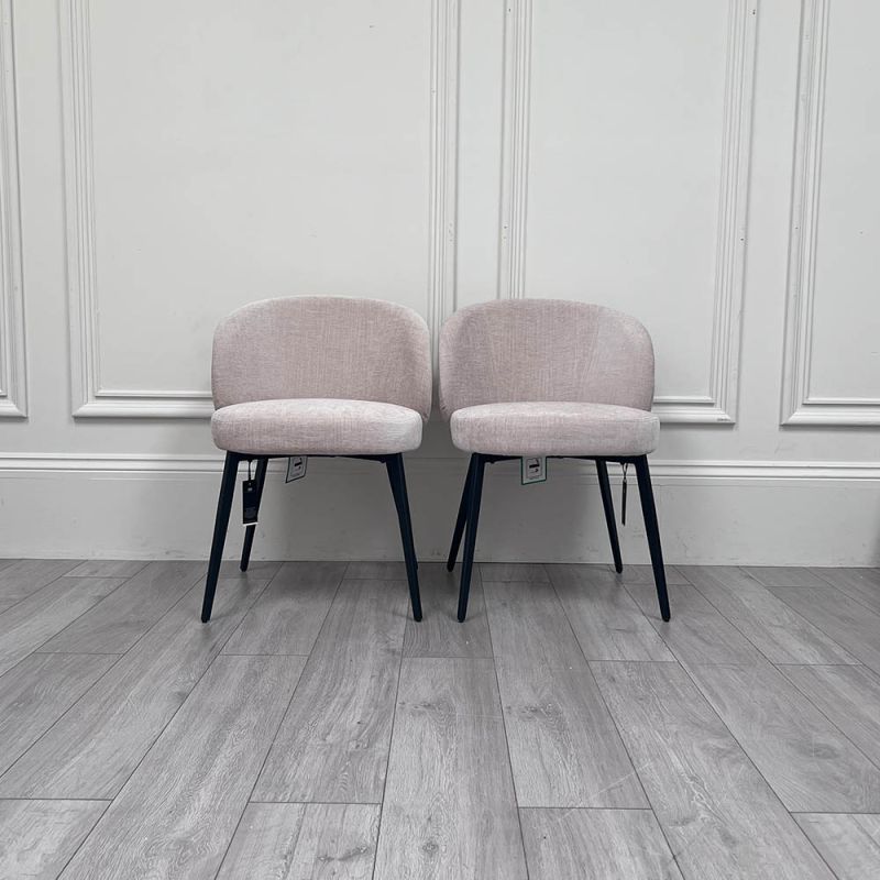 Stylish dining chairs upholstered in sisley beige