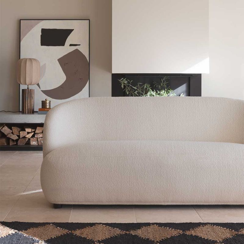Elegant rounded boucle sofa