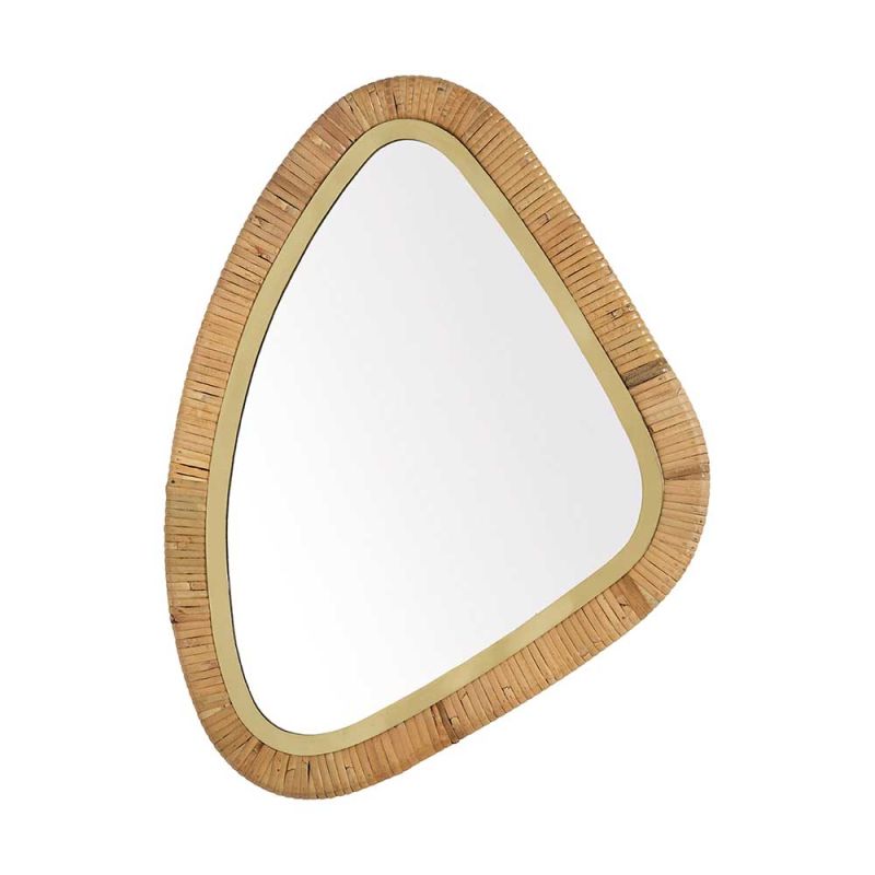 rattan frame organic shaped mirror