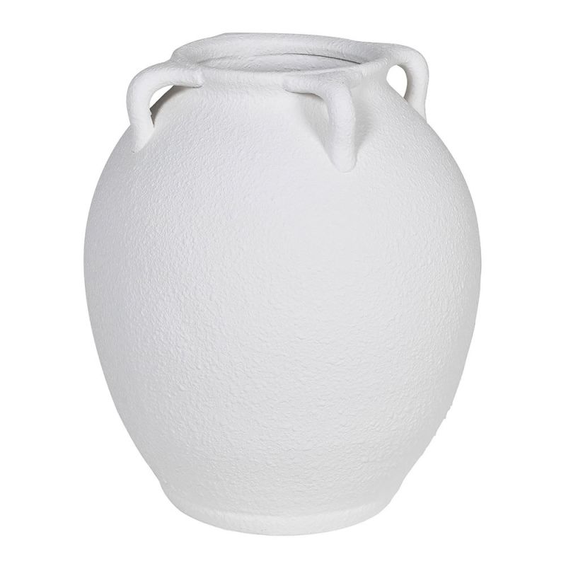 White textured terracotta vase