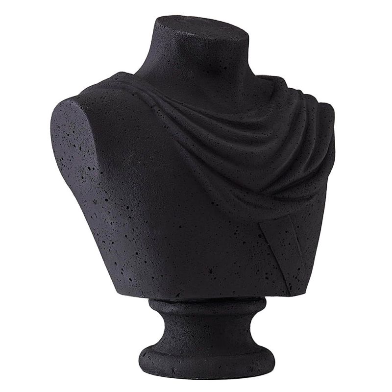 Bold black stone bust sculpture