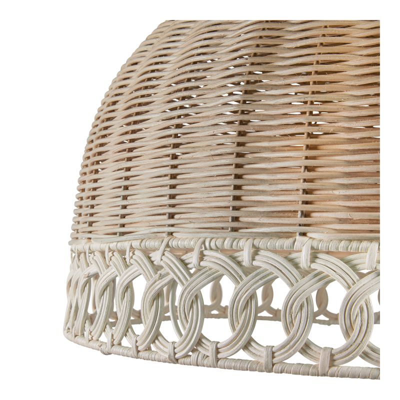 Rattan ceiling light shade with detailed white border