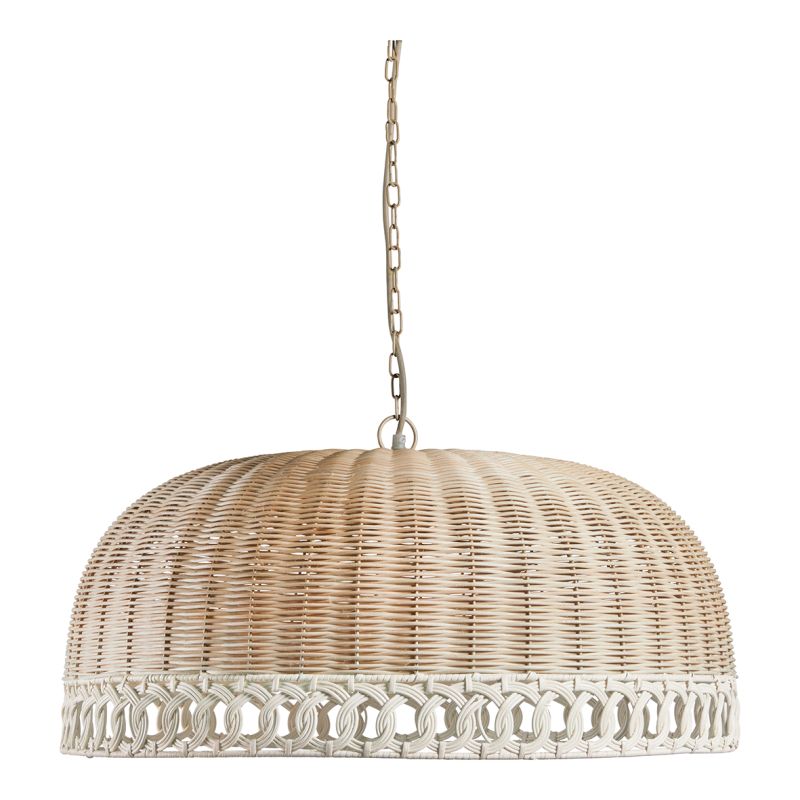 Rattan ceiling light shade with detailed white border