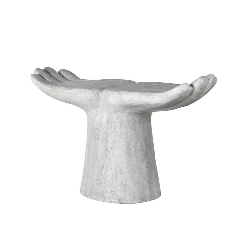 This stool features a unique design of two supportive hands