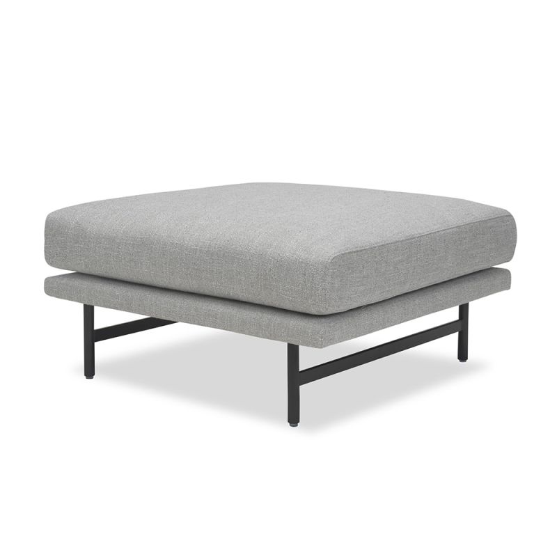 A stylish bench by Liang & Eimil with a gorgeous grey upholstery and black finish