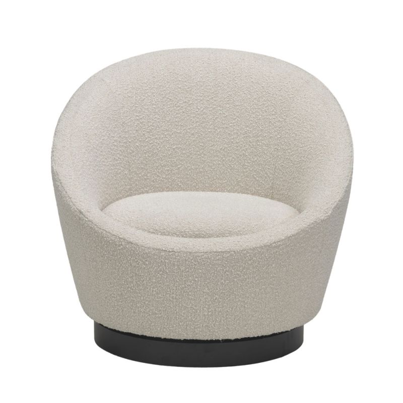 Boucle sand chair with backrest forming one with the arms