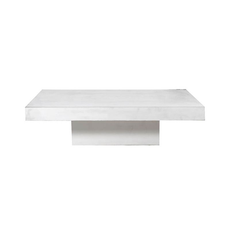 coffee table with unique concrete design and sleek white finish