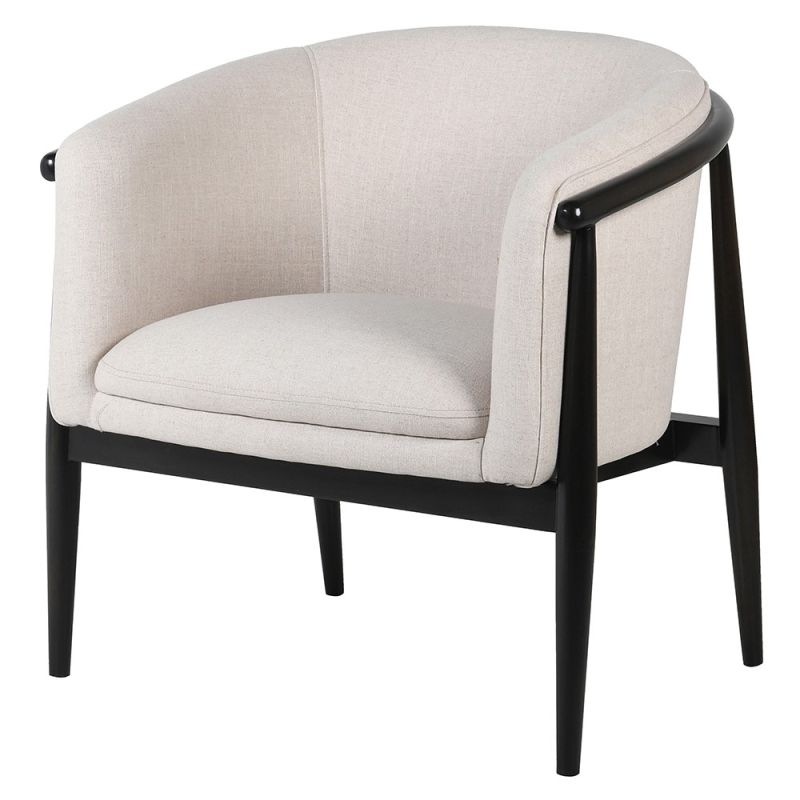 Beige armchair with black outline structure