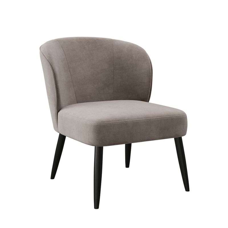 Sleek lounge chair in grey upholstery with winged backrest