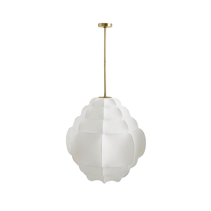 Cloud-like white ceiling light with brass drop