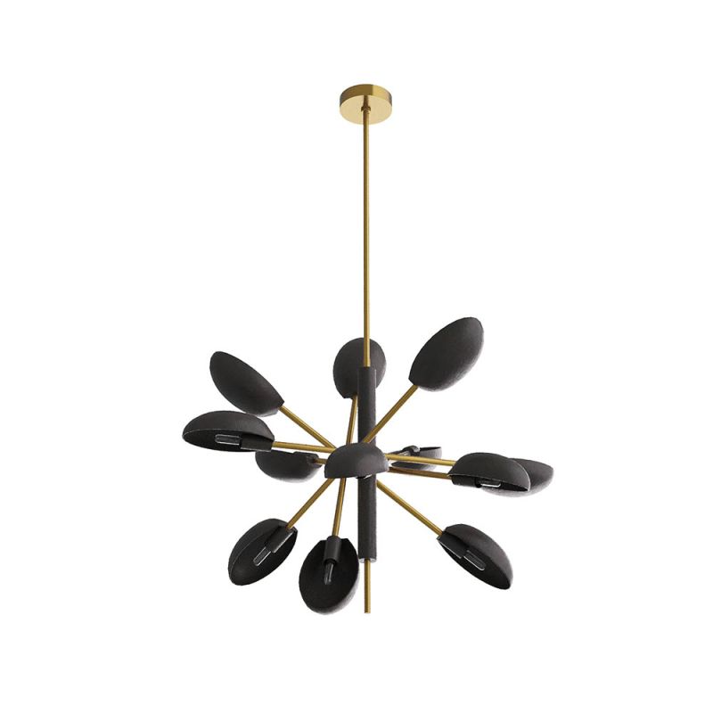 Dazzling black-burst style chandelier on brass frame