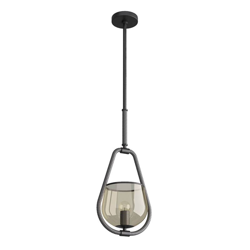 rattan wrapped dark pendant light