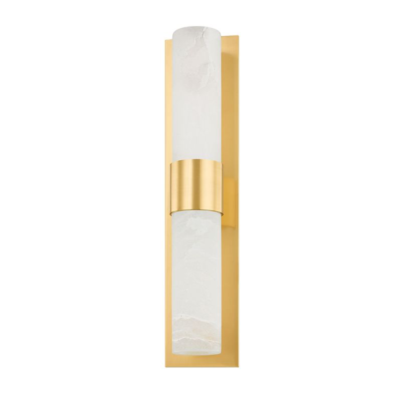 Gold wall sconce with white marble tubular bulb 