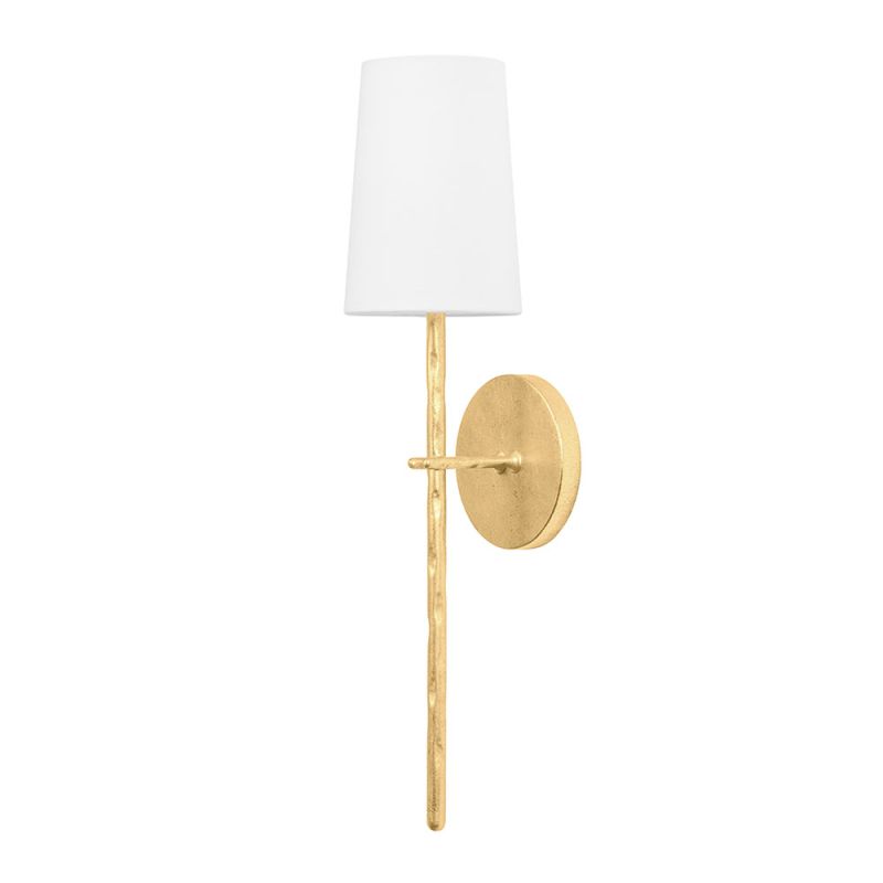 Wall sconce with delicate gold fitting and white shade