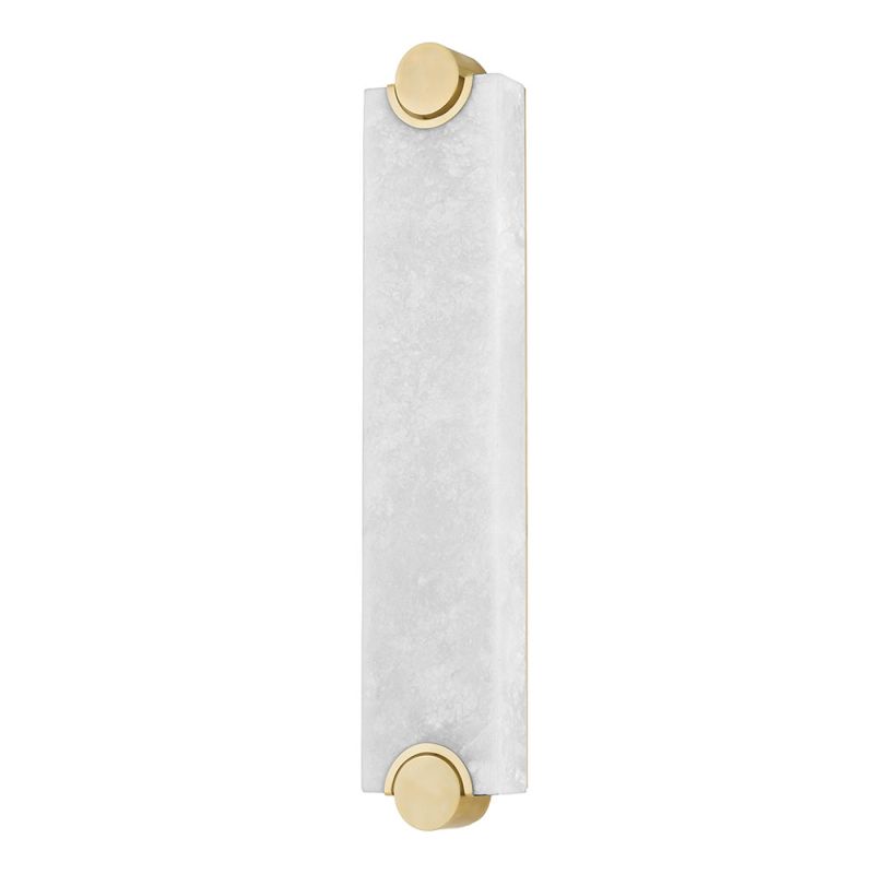 Rectangular, marble wall sconce with gold accents