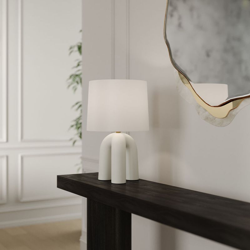 White side lamp with three legs and a white shade 