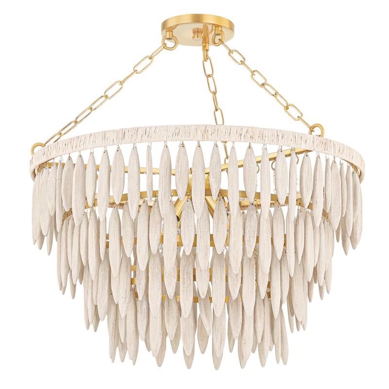 Chandelier composed of small oval wood ornaments 