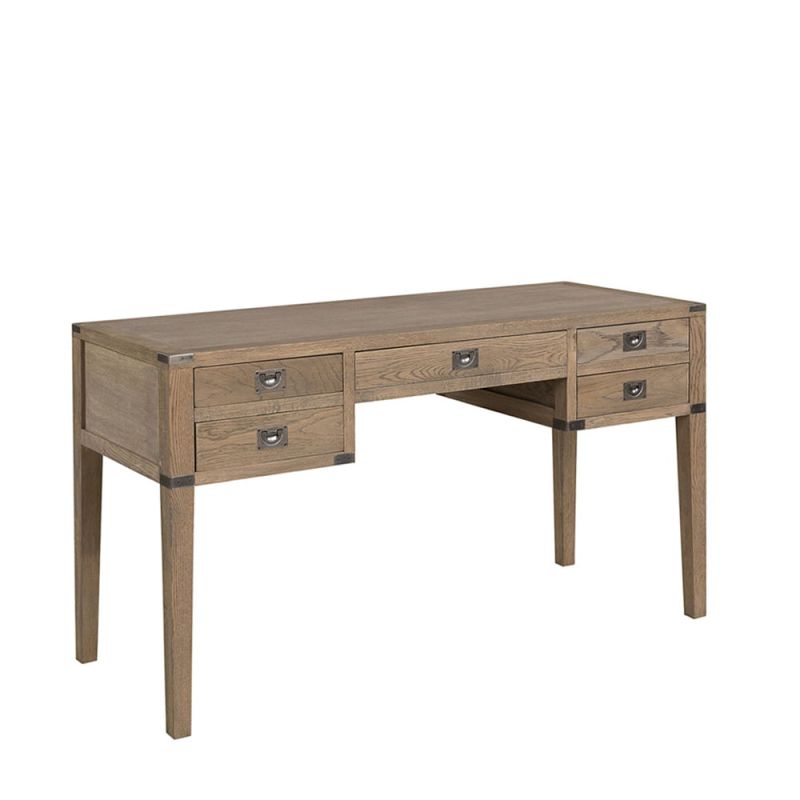 Classic wooden writing desk with five drawers