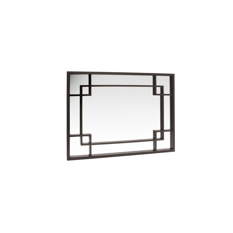 Rectangular mirror with oak veneer geometric frame