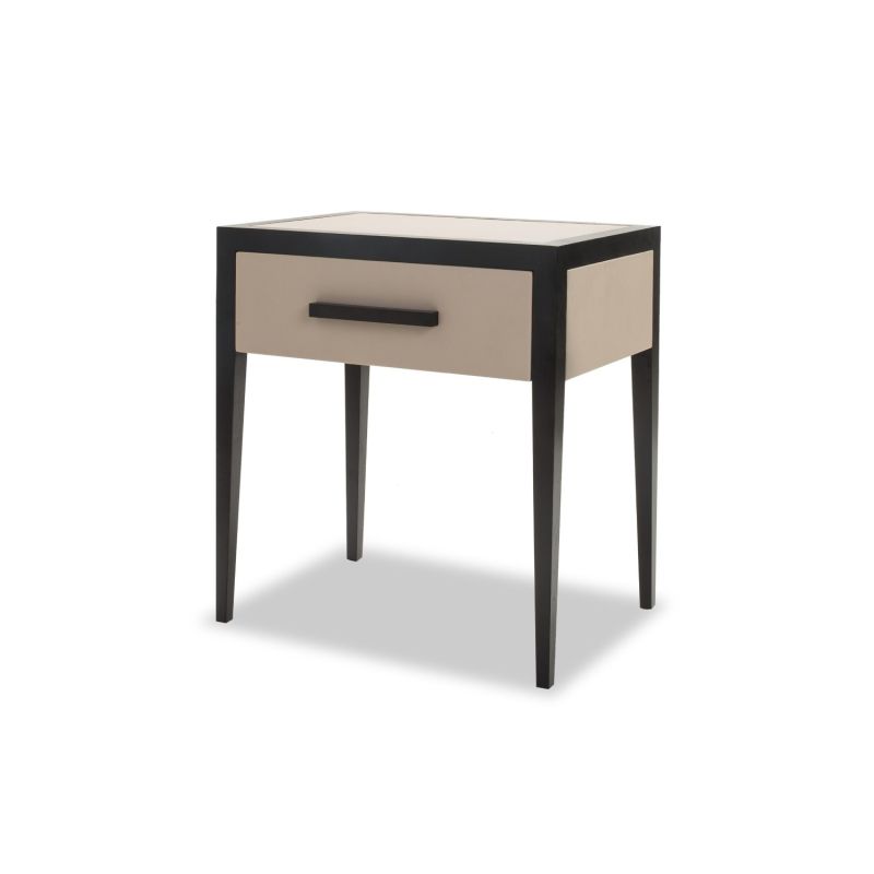 A charming one-drawer bedside table by Liang & Eimil with a beige and wenge finish